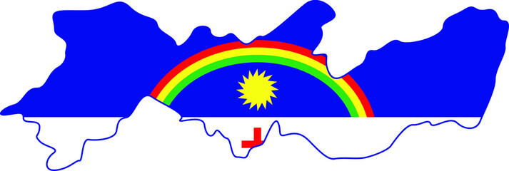 Map with the flag of the brazilian state of Pernambuco