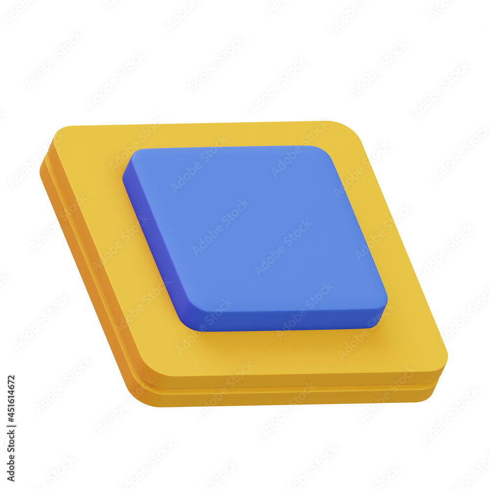 Poster stop icon symbol isolated on white background. 3d rendering. video or music player app element.