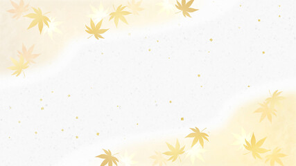 金色のもみじと雲海　金箔入りの和紙　秋の背景素材（金色）