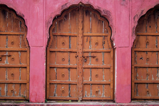 This is very beautiful interior architecture with gate and door in Jaigarh Fort under Archaeological Survey of India located at Jaipur city Rajasthan India