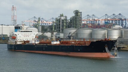 Oil tanker in the port of Rotterdam