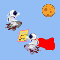 astronauts go to the moon vector design