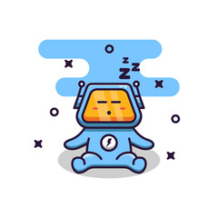 Cute robot sleeping cartoon vector illustration. Flat design style. Mascot design.