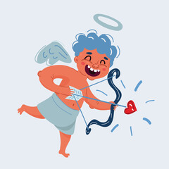 Vector illustration of Love cupid holding heart-shaped arrow