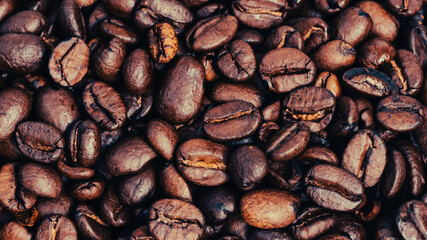 Aromatic Roasted Coffee Beans, Drink or Cafe Background, Macro Photograph