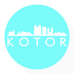 Fototapeta premium Kotor, Montenegro Round Button City Skyline Design. Silhouette Stamp Vector Travel Tourism.