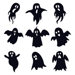 Vector set of halloween ghosts