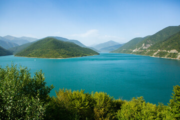 Naklejka na ściany i meble A beautiful landscape photography with Caucasus Mountains in Georgia.