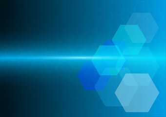 Obraz na płótnie Canvas Geometric abstract background with blue hexagons. Structure molecule and communication. Science, technology and medical concept. Vector illustration