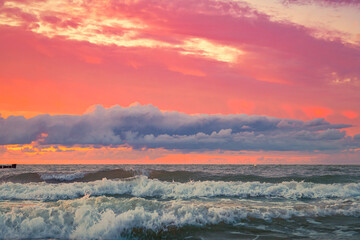 Sonnenuntergang an der Ostsee, Ostseebad Kühlungsborn, Mecklenburg-Vorpommern, Deutschlan