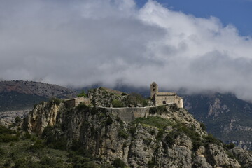 Fototapeta na wymiar Santa Maria de Castell-llebre, Permola, Alt Urgell. Romanesque church in the mountains.
