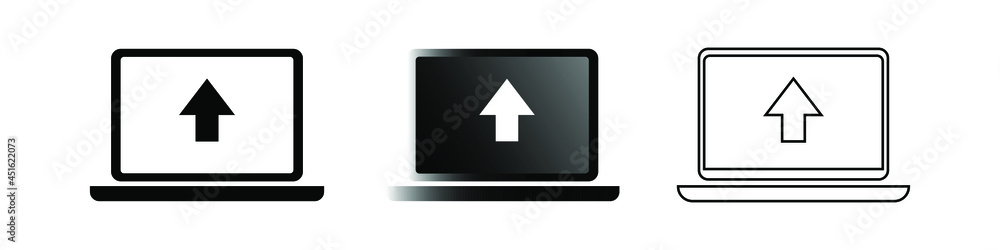 Poster laptop with pointer or cursor icon. modern vector pictogram illustration isolated on white backgroun