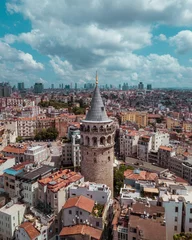 Deurstickers Aerial view of Istanbul. Galata tower drone shot © Arkady Abovsky