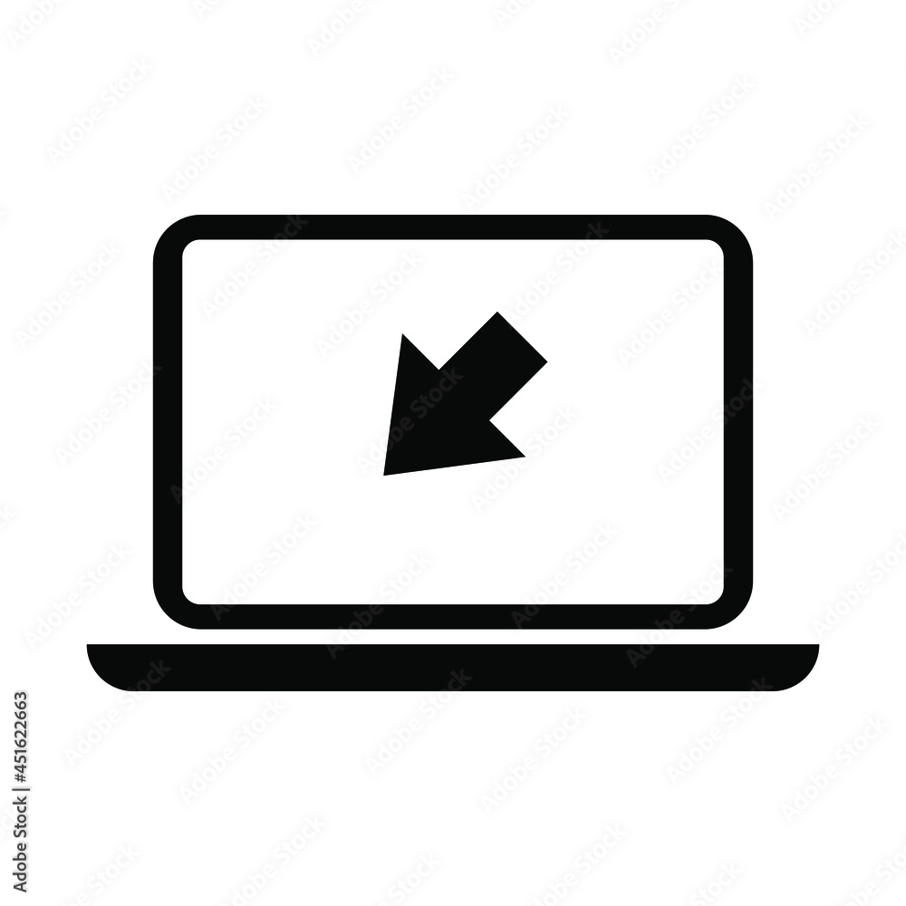 Poster laptop with pointer or cursor icon. modern vector pictogram illustration isolated on white backgroun