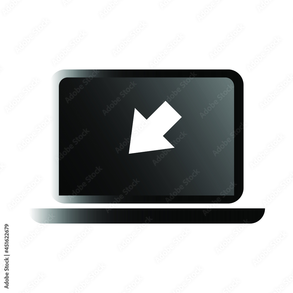 Poster laptop with pointer or cursor icon. modern vector pictogram illustration isolated on white backgroun