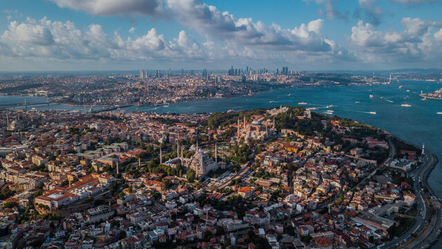 Aerial view of Istanbul, Blue Mosque - Powered by Adobe
