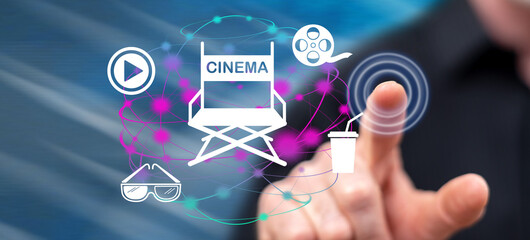 Man touching a cinema concept