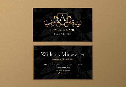 Classy Business Card Layout with Vintage Ornaments