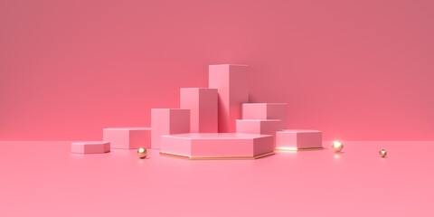 3D rendering of pink geometry background