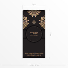 Presentable Design of a postcard in black with Arabic patterns. Stylish invitation with vintage ornament.