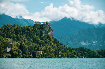 Castle over lake Bled in Slovenia