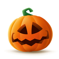 Jack O Lantern. Halloween pumpkin with funny face expression. Isolated.