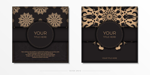 Presentable vector design of postcard in black color with arabic ornament.