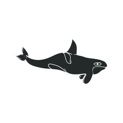 Killer Whale Icon Silhouette Illustration. Orca Animal Vector Graphic Pictogram Symbol Clip Art. Doodle Sketch Black Sign.