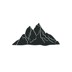 Mountain Icon Silhouette Illustration. Hiking Mount Vector Graphic Pictogram Symbol Clip Art. Doodle Sketch Black Sign.