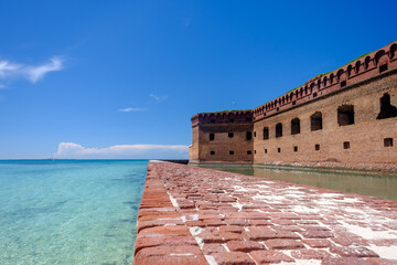 The brick moat built around Fort Jefferson keeps heavy tides and waves from crashing into the brick walls of the Union fort