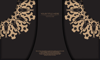 Print-ready invitation design with vintage ornaments. Black presentable banner template with luxurious ornaments and place for your text.
