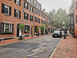 Fototapeta na wymiar Boston typical houses in Beacon Hill area