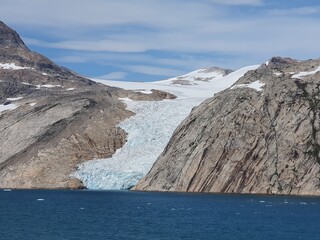 big glacier in the prince christian sound, greenland