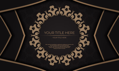 Vector Print-ready invitation design with vintage ornaments. Black presentable banner template with luxury ornaments for your design.