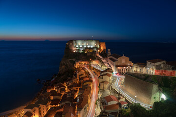 Scilla, sunset time with view on Sicily, amazing landscape