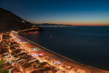 Scilla, sunset time with view on Sicily, amazing landscape