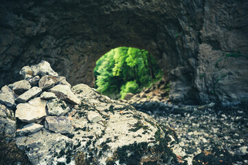Natural stone arch bridge in the Rakov Škocjan Landscape Park