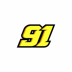 Design number 91 racing logo on white background