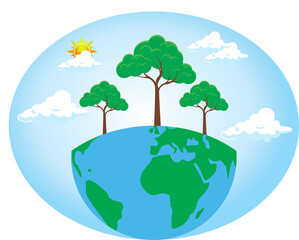 green earth with tree