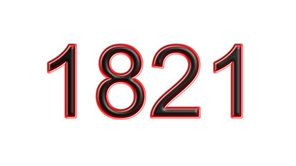 red 1821 number 3d effect white background