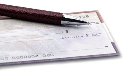 Pen on Checkbook - Close Up