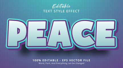 Editable text effect, Peace text on light color style effect template
