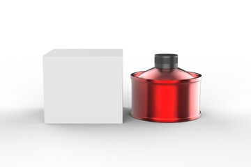 Mock up round white metal tin can. Container for industrial product or glue, oil, wax, gel, chemical, medical. 3d illustration