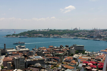The view of the city Istanbul from the Galata tower