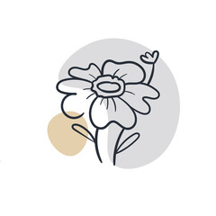 Doodle Flowers Icon. Hand Drawn Illustration. Abstract floral, botanical decor.