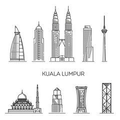 Fototapeta premium Kuala Lumpur skyline . Vector illustration