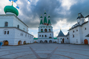 View of the courtyard of the Holy Trinity Alexander Svirsky Monastery.