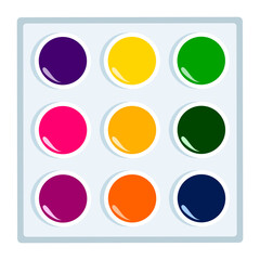palette of watercolor paint for schoolchildren. Vector illustration