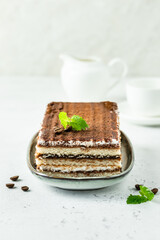 Cheese cake tiramisu. Space for text.