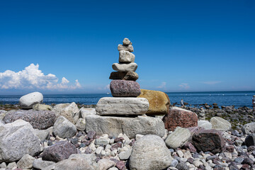 A stack of stones on a beach. Picture from the Baltic Sea island of Oland